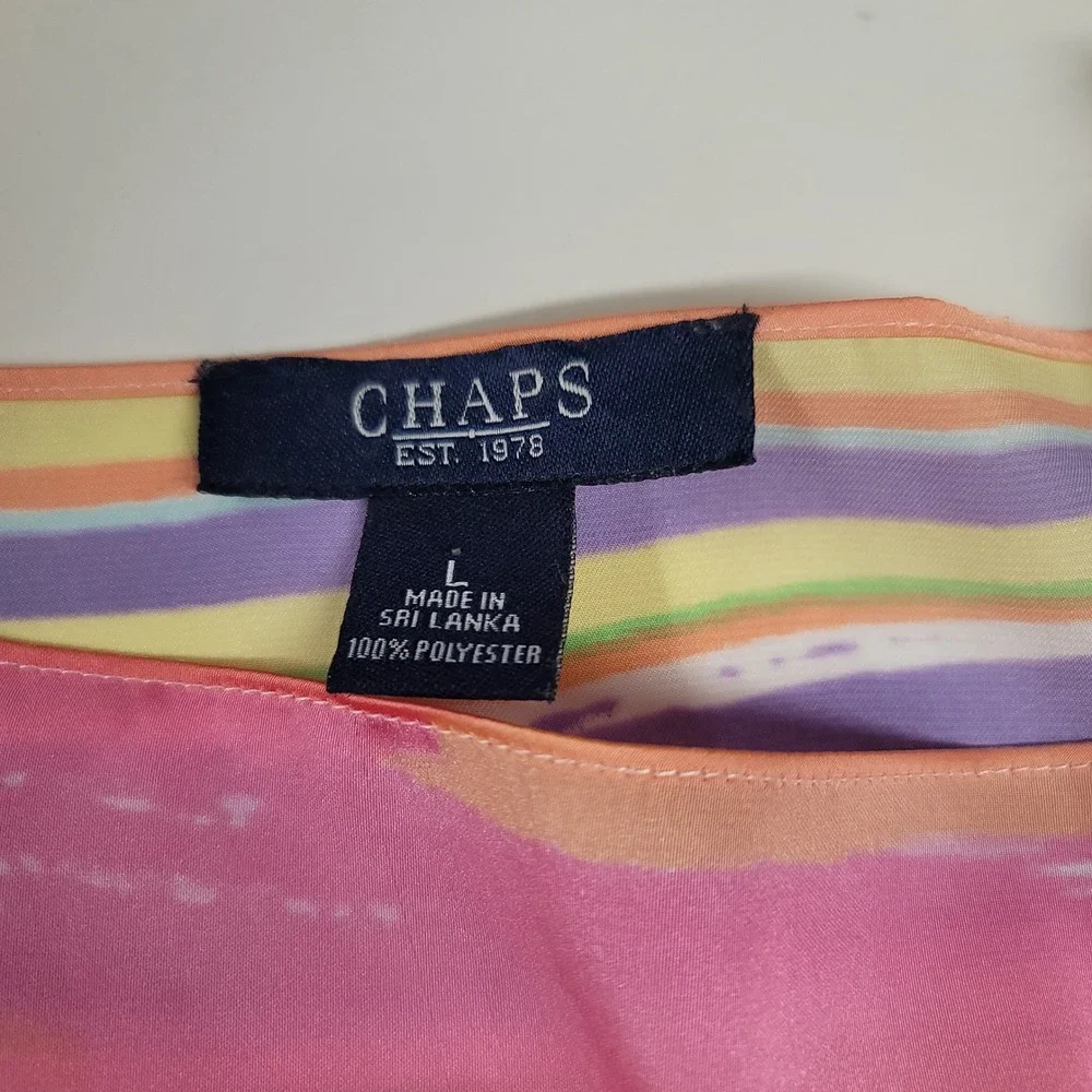 Chaps Pastel Watercolor Striped Caftan Dress Top CoverUp Beach Pool Resort Large
